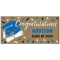 Blue graduation kraft paper banner personalized decor