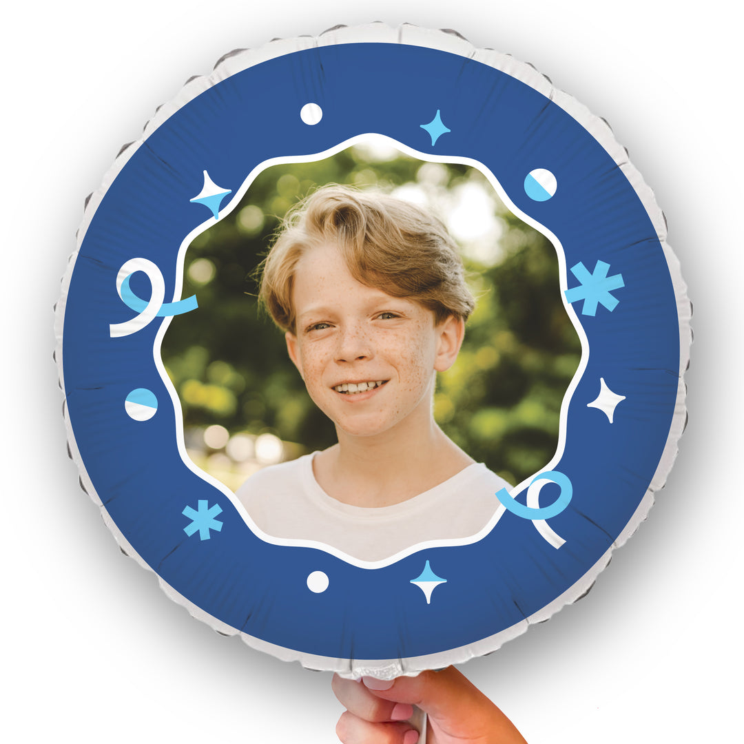 Personalized Photo Blue Balloon – Double Sided – 1 Ct