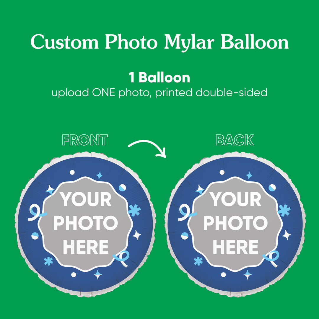 Personalized Photo Blue Balloon – Double Sided – 1 Ct
