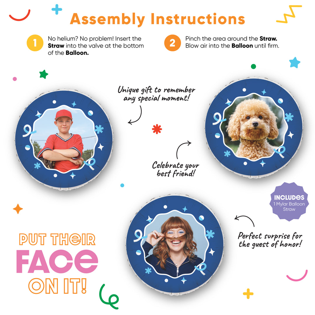Personalized Photo Blue Balloon – Double Sided – 1 Ct