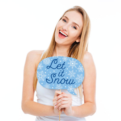 Funny Blue Snowflakes 1st Birthday - Boy Winter ONEderland Party Photo Booth Props Kit - 10 Piece