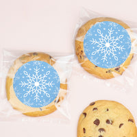Blue Snowflakes Stickers & Clear Cookie Bags - 25 Ct