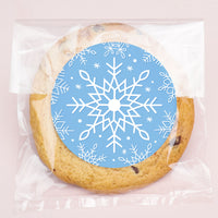 Blue Snowflakes Stickers & Clear Cookie Bags - 25 Ct