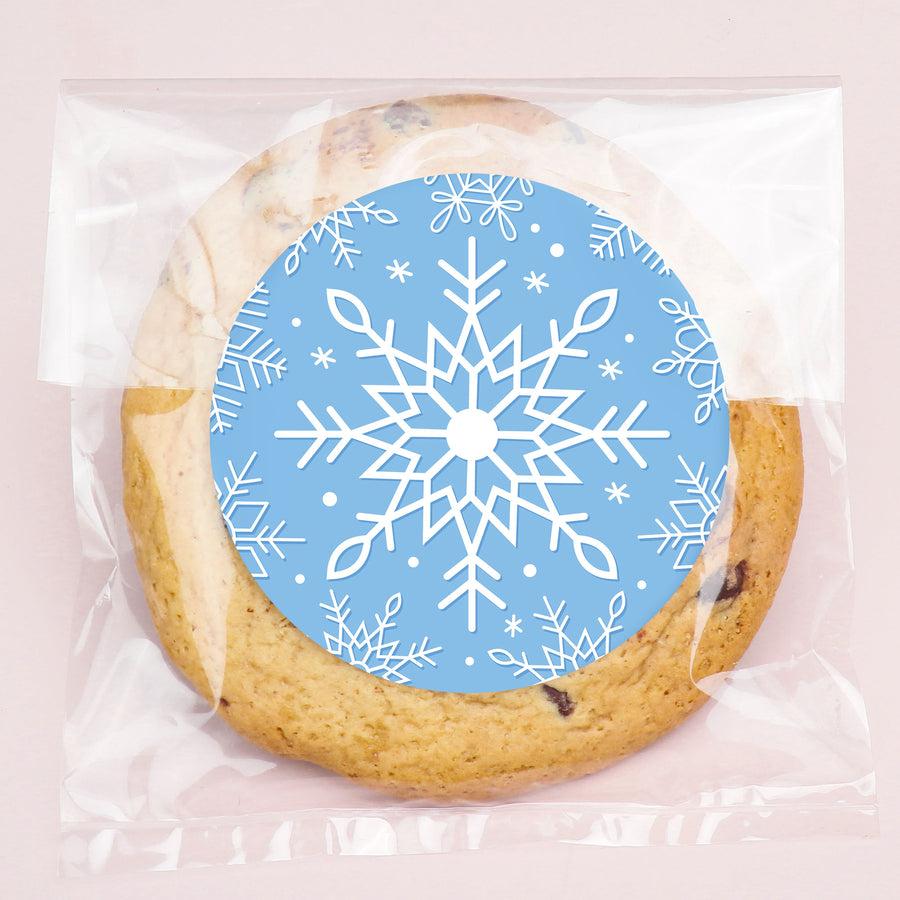Blue Snowflakes Stickers & Clear Cookie Bags - 25 Ct