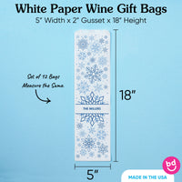 Custom Text Wine Bags - Blue Snowflakes