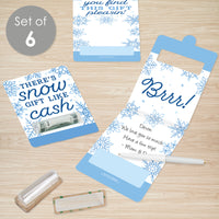Blue Snowflakes - DIY Assorted Winter Holiday Party Cash Holder Gift - Funny Money Cards - Set of 6