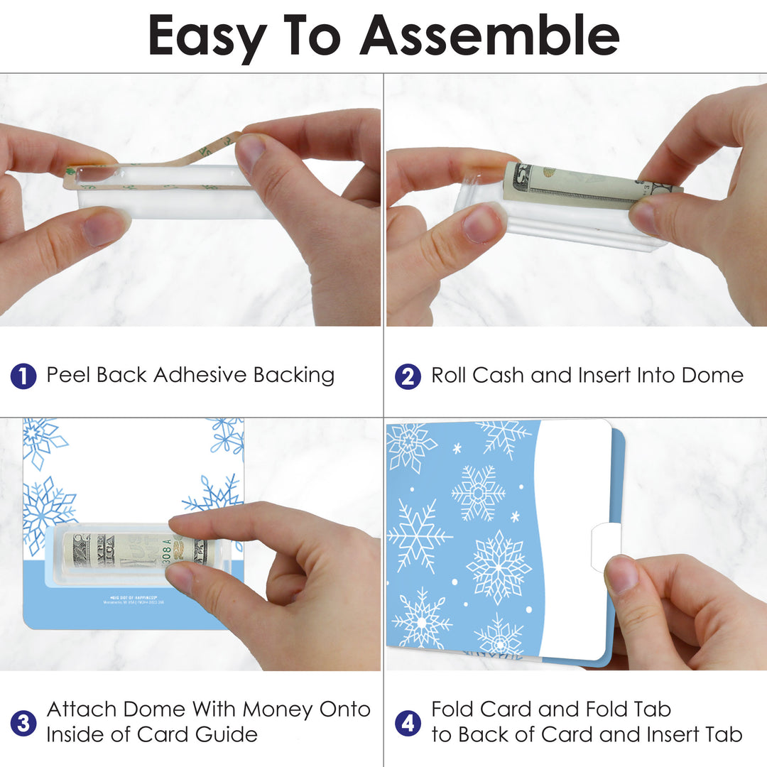 Blue Snowflakes - DIY Assorted Winter Holiday Party Cash Holder Gift - Funny Money Cards - Set of 6