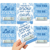 Blue Snowflakes - DIY Assorted Winter Holiday Party Cash Holder Gift - Funny Money Cards - Set of 6