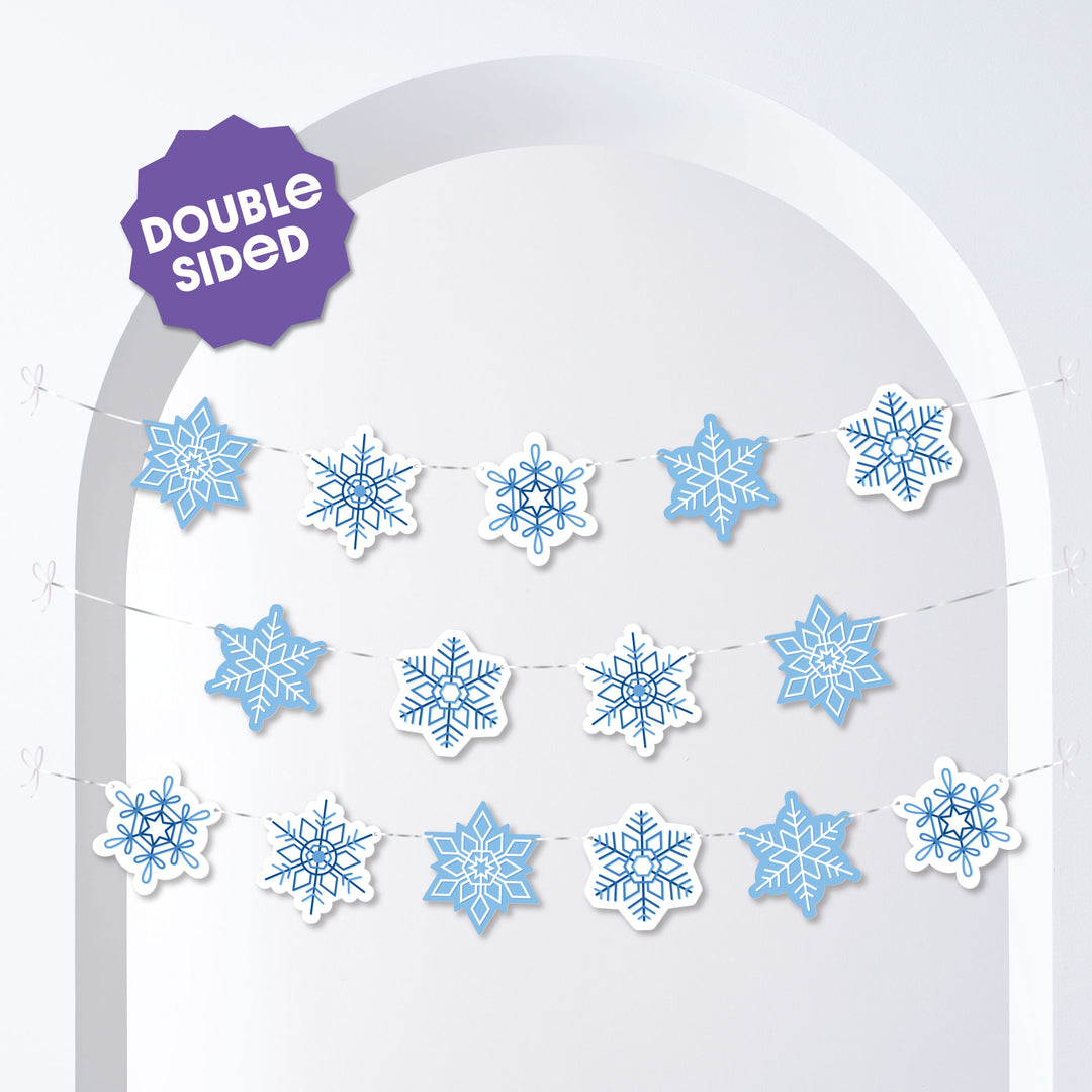Blue Snowflakes Garland Banner - 15 Pc