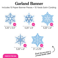Blue Snowflakes Garland Banner - 15 Pc
