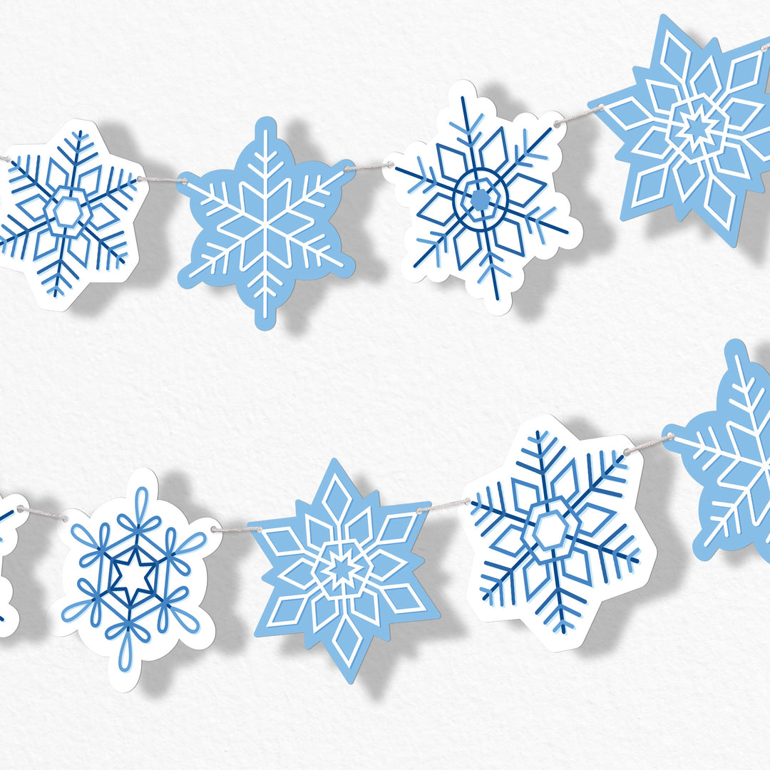 Blue Snowflakes Garland Banner - 15 Pc
