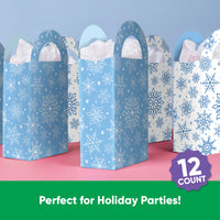 Blue Snowflakes Paper Favor Bags - 12 Ct