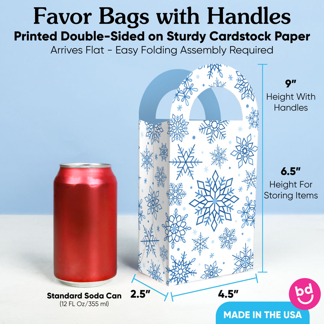 Blue Snowflakes Paper Favor Bags - 12 Ct