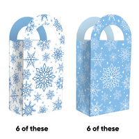 Blue Snowflakes Paper Favor Bags - 12 Ct