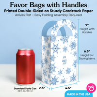Custom Text Blue Snowflakes Paper Favor Bags - 12 Ct