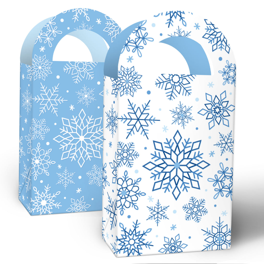 Blue Snowflakes Paper Favor Bags - 12 Ct