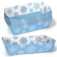 Blue Snowflakes Paper Food Trays - 12 Ct
