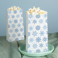 Popcorn Bags - Blue Snowflakes - 25 Ct