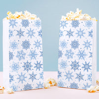 Popcorn Bags - Blue Snowflakes - 25 Ct