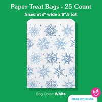 Paper Treat Bags - Blue Snowflakes - 25 Ct