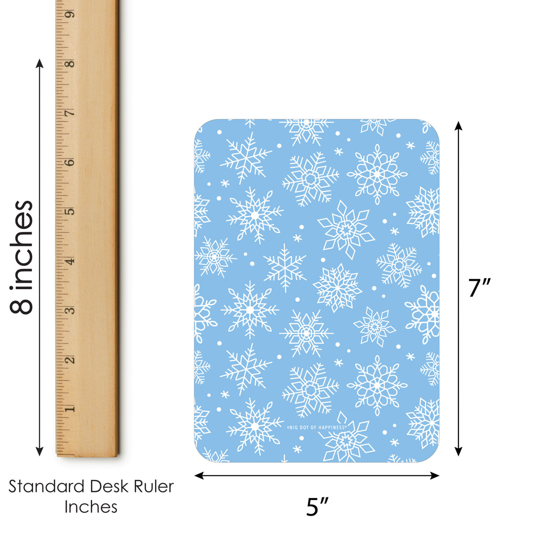 Blue Snowflakes - Bingo Cards and Markers - Winter Holiday Party Bingo Game - Set of 18