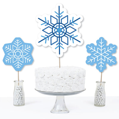 Blue Snowflakes - Winter Holiday Party Centerpiece Sticks - Table Toppers - Set of 15