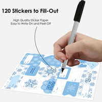 Blue Snowflakes - Assorted Winter Holiday Party Gift Tag Labels - To and From Stickers - 12 Sheets - 120 Stickers