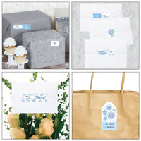 Blue Snowflakes - Assorted Winter Holiday Party Gift Tag Labels - To and From Stickers - 12 Sheets - 120 Stickers