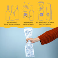 Wine Bags - Blue Snowflakes