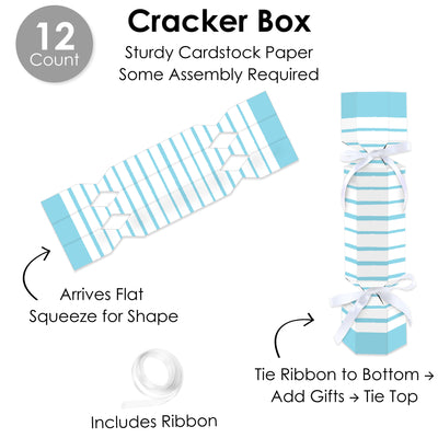 Blue Stripes - No Snap Simple Party Table Favors - DIY Cracker Boxes - Set of 12