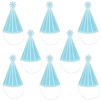 Blue Stripes - Cone Happy Birthday Party Hats for Kids and Adults - Set of 8 (Standard Size)