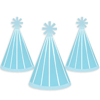Blue Stripes - Cone Happy Birthday Party Hats for Kids and Adults - Set of 8 (Standard Size)