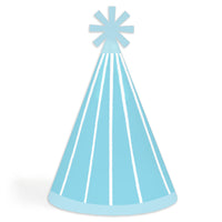 Blue Stripes - Cone Happy Birthday Party Hats for Kids and Adults - Set of 8 (Standard Size)