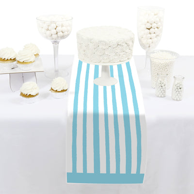 Blue Stripes - Petite Simple Party Paper Table Runner - 12 x 60 inches