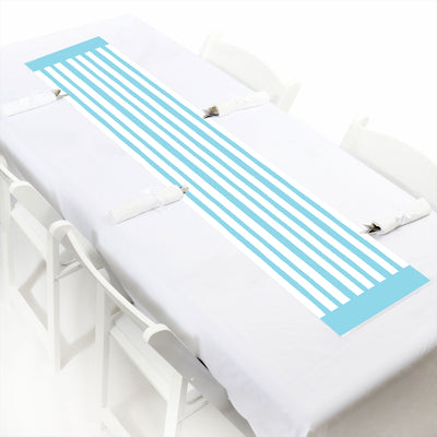 Blue Stripes - Petite Simple Party Paper Table Runner - 12 x 60 inches