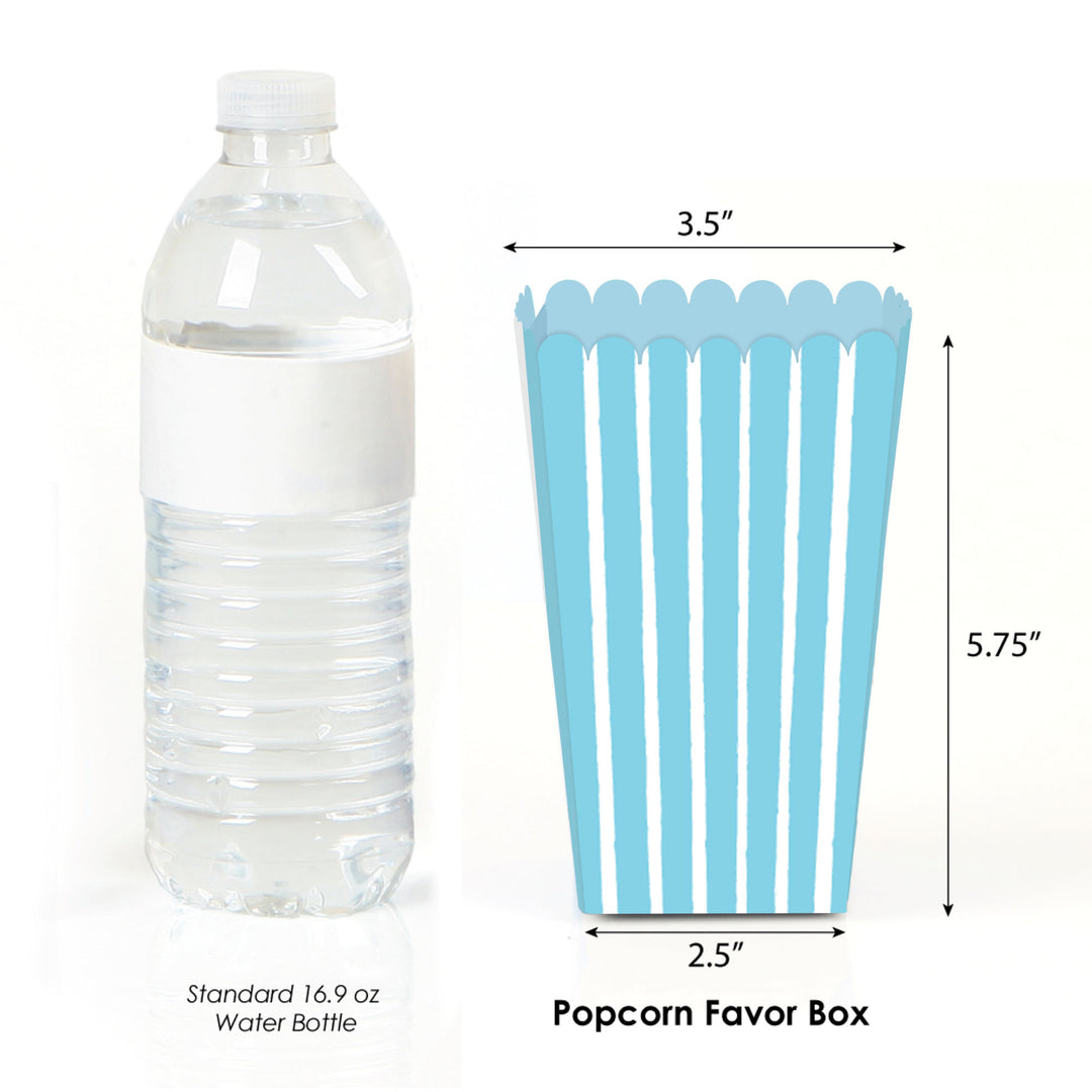 Blue Stripes - Simple Party Favor Popcorn Treat Boxes - Set of 12