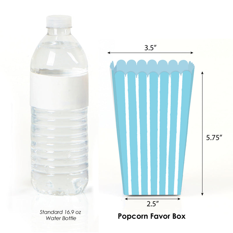 Blue Stripes - Simple Party Favor Popcorn Treat Boxes - Set of 12