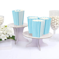 Blue Stripes - Simple Party Favor Popcorn Treat Boxes - Set of 12