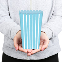 Blue Stripes - Simple Party Favor Popcorn Treat Boxes - Set of 12