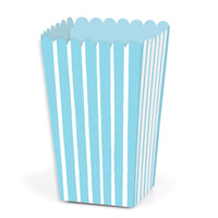 Blue Stripes - Simple Party Favor Popcorn Treat Boxes - Set of 12