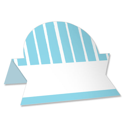 Blue Stripes - Simple Party Decorations Tent Buffet Card - Table Setting Name Place Cards - Set of 24