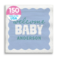 Blue and teal baby shower beverage napkins 150 count main image 