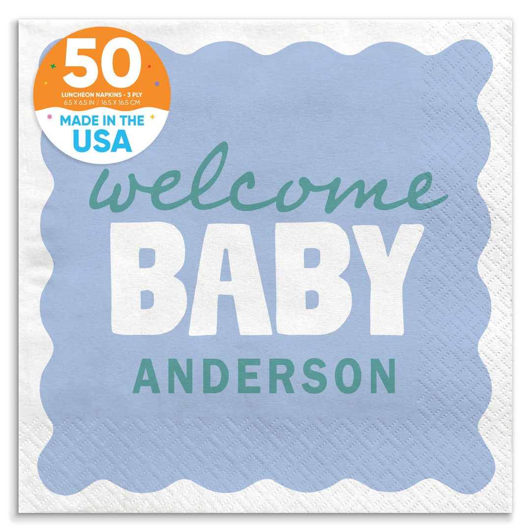 Blue and teal baby shower luncheon napkins 50 count main image 