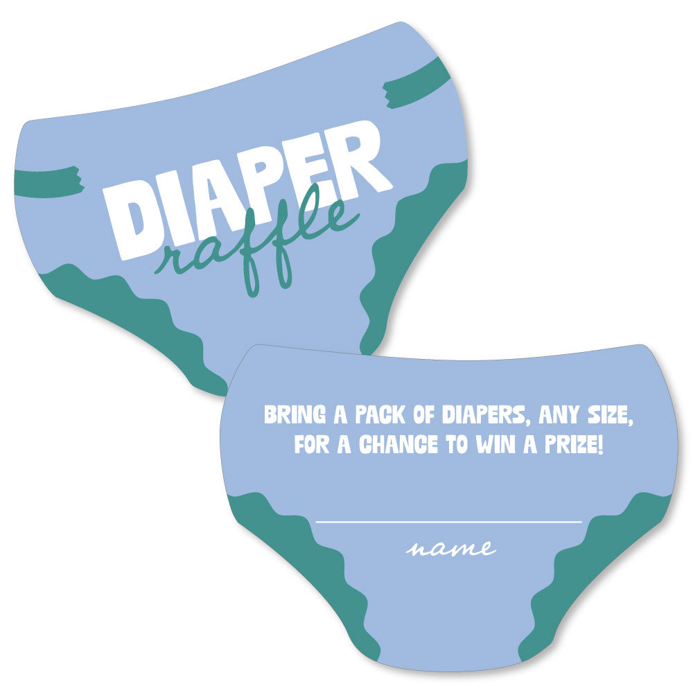 Blue and teal diaper raffle cards main image 