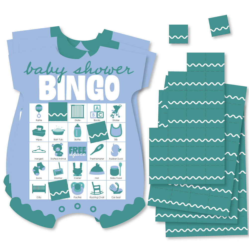 Blue and teal baby bingo game set main image 