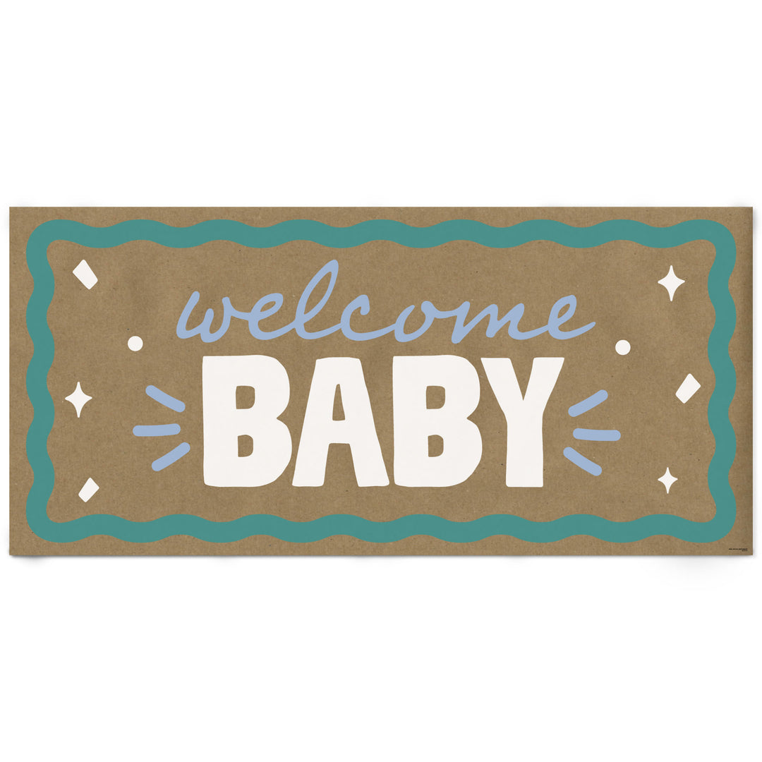 Blue and teal welcome baby banner main image 