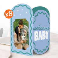 Blue and teal baby shower photo centerpieces main image 