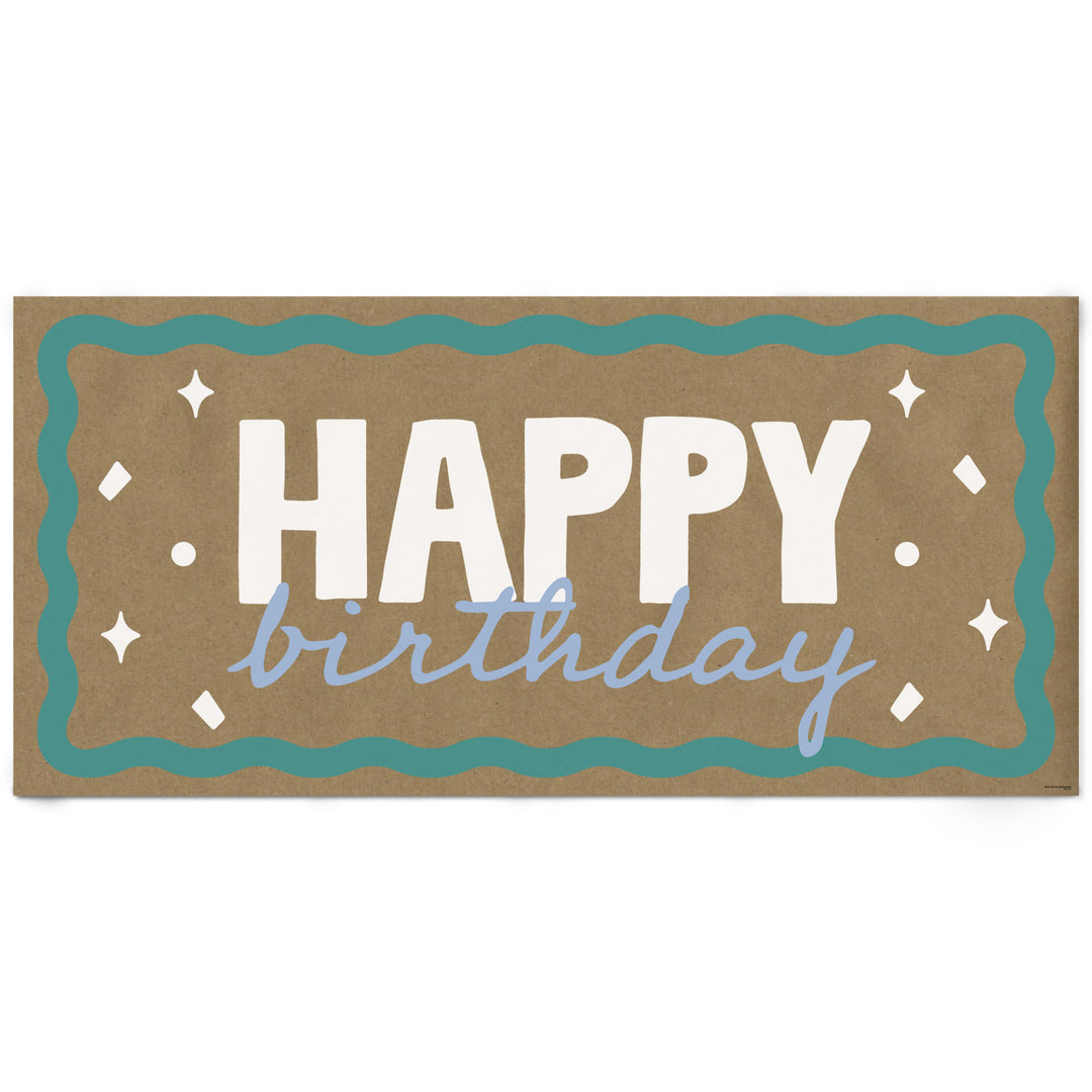 Blue and teal birthday kraft banner main image