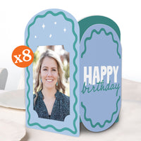 Blue and teal wavy photo centerpieces set main image