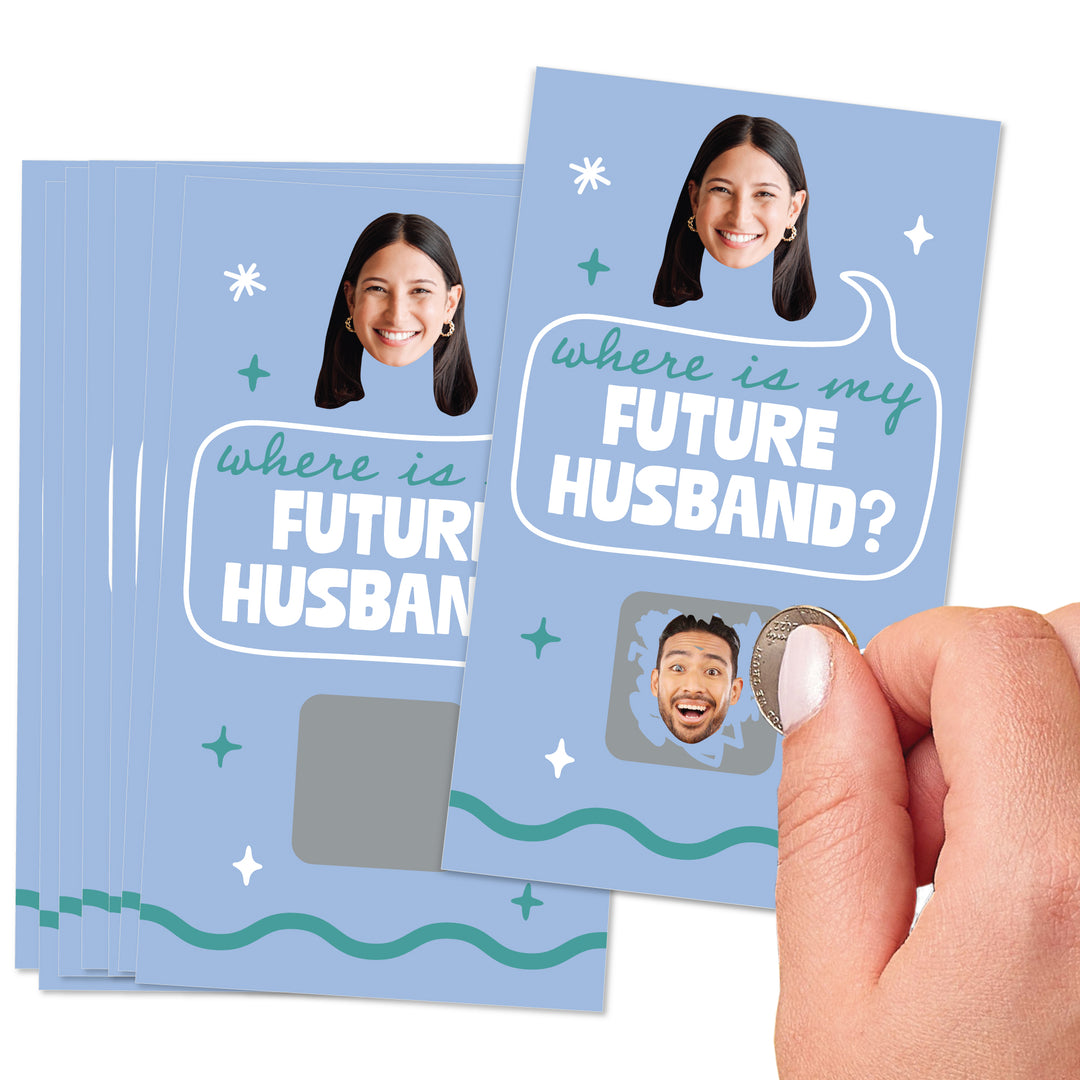 Custom Face Wavy Bridal Shower Scratch Off Card Game - 22 Ct